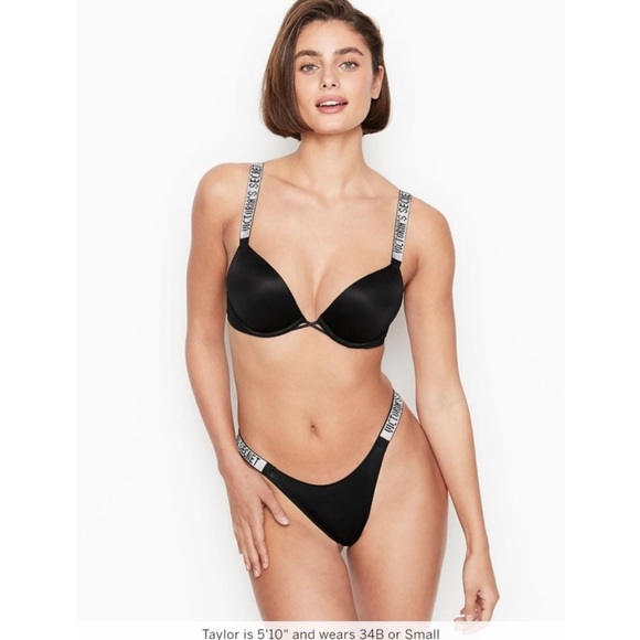 Victoria's Secret Rhinestone Spell Out Shine Bikini Top Bombshell 34A Push Up - Picture 6 of 6